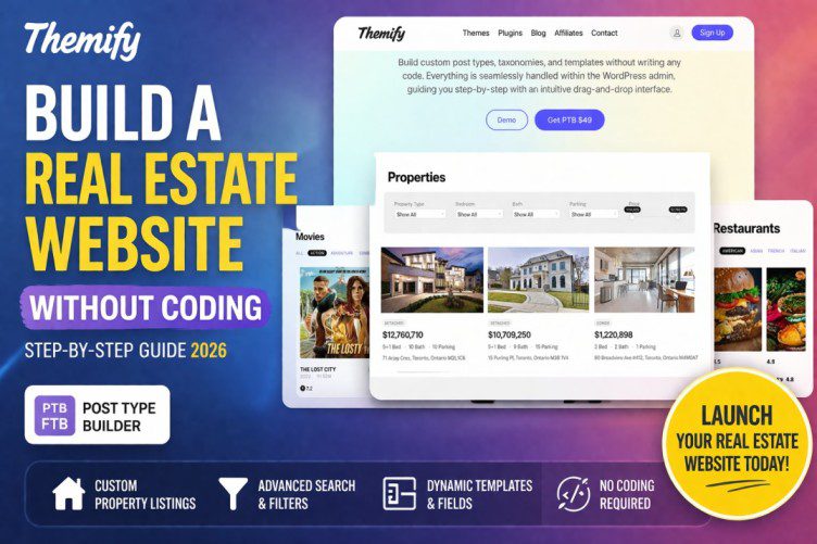 build a real estate website without coding