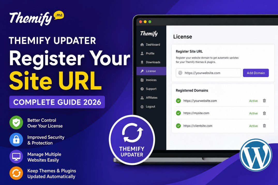 Learn how to register your website URL in Themify Updater,