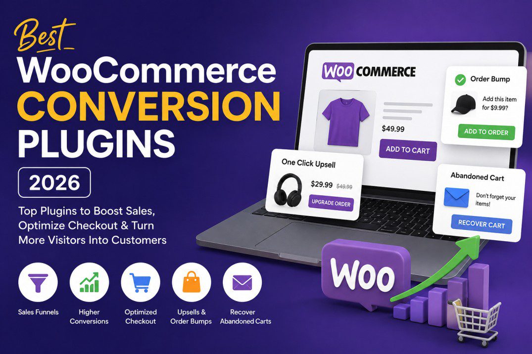 Discover the best WooCommerce conversion plugins in 2026 to increase sales, optimize checkout, recover abandoned carts, boost AOV, and convert more visitors.